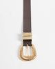 ASOS DESIGN ASOS DESIGN textured multi keeper belt in chocolate with gold buckle-Brown - 3