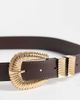 ASOS DESIGN ASOS DESIGN textured multi keeper belt in chocolate with gold buckle-Brown - 4