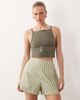 ASOS DESIGN ASOS DESIGN textured pull on flippy shorts in khaki stripe-Green - 1
