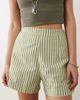 ASOS DESIGN ASOS DESIGN textured pull on flippy shorts in khaki stripe-Green - 3