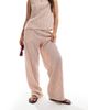 ASOS DESIGN ASOS DESIGN textured pull on straight leg pants in rose stripe - part of a set-pink - 4
