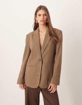 ASOS DESIGN ASOS DESIGN textured relaxed blazer in brown herringbone
