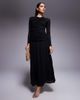 ASOS DESIGN ASOS DESIGN textured ribbed long sleeve ruched front maxi dress in black - 1