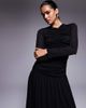 ASOS DESIGN ASOS DESIGN textured ribbed long sleeve ruched front maxi dress in black - 2