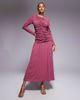 ASOS DESIGN ASOS DESIGN textured ribbed long sleeve ruched front maxi dress in MULBERRY - 1