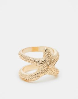 ASOS DESIGN ASOS DESIGN textured ring with starfish design in gold tone