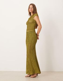 ASOS DESIGN ASOS DESIGN textured ruffle fishtail maxi skirt in green - part of a set