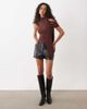 ASOS DESIGN ASOS DESIGN textured scarf neck fallen shoulder top in brown - 4