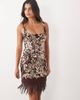 ASOS DESIGN ASOS DESIGN textured sequin mini dress with beaded fringed hem in bronze-Brown - 2