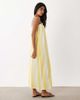 ASOS DESIGN ASOS DESIGN textured shirred detailing midaxi dress in vertical yellow stripes-Multi - 4