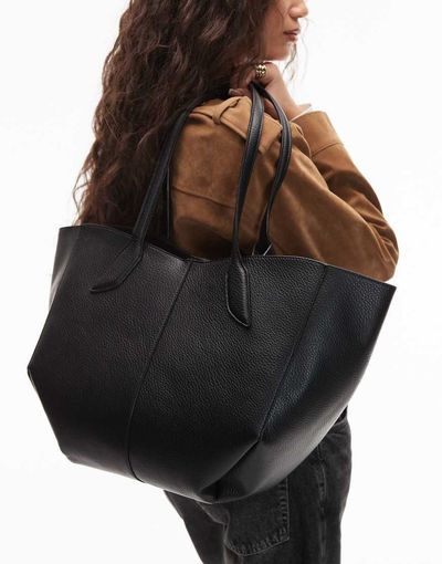 ASOS DESIGN ASOS DESIGN textured tote with pinched corners in black