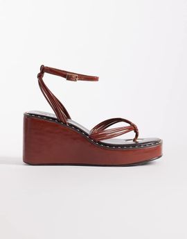 ASOS DESIGN ASOS DESIGN Thalia barely there toe thong wedges in conker-Brown