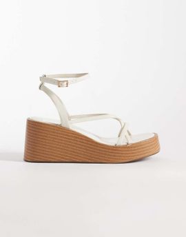 ASOS DESIGN ASOS DESIGN Thelma minimal strappy wedge sandals in white