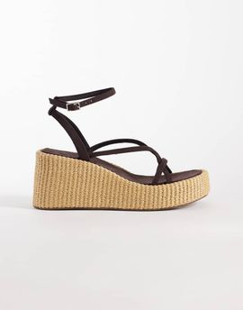ASOS DESIGN ASOS DESIGN Thelma minimalist strappy wedge sandals in chocolate-Brown