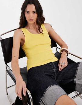 ASOS DESIGN ASOS DESIGN thick binding ribbed scoop neck tank top in yellow