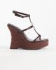 ASOS DESIGN ASOS DESIGN Tia skinny wedge sandals with fossil detail in chocolate-Brown - 2