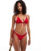 ASOS DESIGN ASOS DESIGN Tia terrycloth tie side bikini bottoms in red - 1