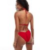ASOS DESIGN ASOS DESIGN Tia terrycloth twist front bikini top in red - 2