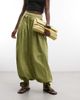 ASOS DESIGN ASOS DESIGN tie detail soft barrel pants in green stripe-Gray - 2