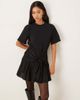 ASOS DESIGN ASOS DESIGN tie front t-shirt mini dress with poplin skirt in black - 1