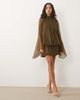 ASOS DESIGN ASOS DESIGN tie neck bubble mini dress in khaki-Green - 2