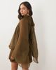 ASOS DESIGN ASOS DESIGN tie neck bubble mini dress in khaki-Green - 4