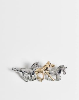 ASOS DESIGN ASOS DESIGN tie pin brooch with vintage-style horse design in mixed gold and silver tone