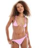 ASOS DESIGN ASOS DESIGN tie side bikini bottom with sugar charm trim-pink - 1