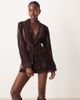 ASOS DESIGN ASOS DESIGN tie waist velvet blazer in chocolate - part of a set-Brown - 1