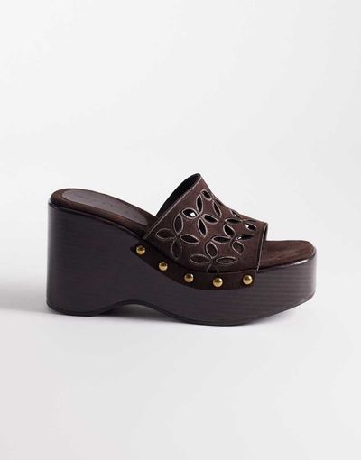 ASOS DESIGN ASOS DESIGN Tilly cut out wedges in chocolate-Brown