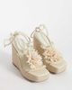 ASOS DESIGN ASOS DESIGN Topaz square toe wedge with flower trim in beige-Neutral - 1