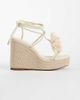 ASOS DESIGN ASOS DESIGN Topaz square toe wedge with flower trim in beige-Neutral - 2