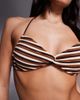 ASOS DESIGN ASOS DESIGN Tori terrycloth twist front crop bikini top in caramel stripes-Brown - 3
