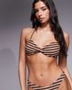 ASOS DESIGN ASOS DESIGN Tori terrycloth twist front crop bikini top in caramel stripes-Brown - 4