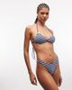 ASOS DESIGN ASOS DESIGN Tori terrycloth twist front crop bikini top in teal cherry stripes-Multi - 1