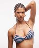 ASOS DESIGN ASOS DESIGN Tori terrycloth twist front crop bikini top in teal cherry stripes-Multi - 2