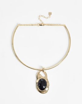 ASOS DESIGN ASOS DESIGN torque choker necklace with black pendant in gold tone