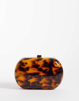 ASOS DESIGN ASOS DESIGN tortoiseshell print hard box clutch bag with chain strap-Multi