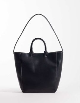 ASOS DESIGN ASOS DESIGN tote with double handles and contrast stitching in black