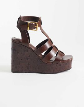 ASOS DESIGN ASOS DESIGN Tova caged t bar wedges in chocolate-Brown
