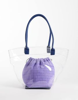 ASOS DESIGN ASOS DESIGN transparent tote bag with lilac inner pouch-Purple