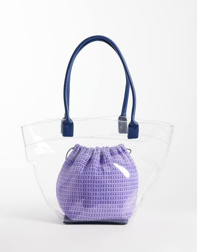 ASOS DESIGN ASOS DESIGN transparent tote bag with lilac inner pouch-Purple