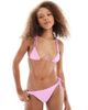 ASOS DESIGN ASOS DESIGN triangle bikini top with sugar charm trim-pink - 1