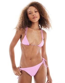 ASOS DESIGN ASOS DESIGN triangle bikini top with sugar charm trim-pink