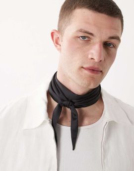 ASOS DESIGN ASOS DESIGN triangle satin neck scarf in black-Brown