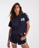 ASOS DESIGN ASOS DESIGN tricot sporty polo top with lace detail in navy - part of a set - 1