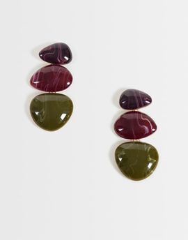 ASOS DESIGN ASOS DESIGN triple drop earrings with dark multi-colored resins