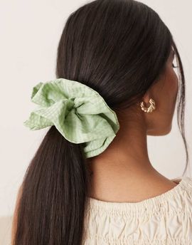 ASOS DESIGN ASOS DESIGN triple layered textured scrunchie in pastel green stripes