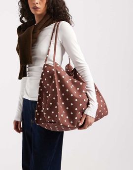 ASOS DESIGN ASOS DESIGN tubular handle canvas tote in polka dot print-Multi