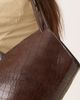 ASOS DESIGN ASOS DESIGN tubular handle vase tote bag in chocolate croc-Brown - 3